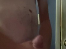 Polla grande, caricia matutina rápida y semen