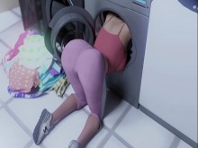 Problemas cardíacos 13 por Xenorav - ¡Dios mío, su madrastra culona se ve tan CALIENTE mientras lava la ropa! Seduce y besa a una mujer madura culona caliente
